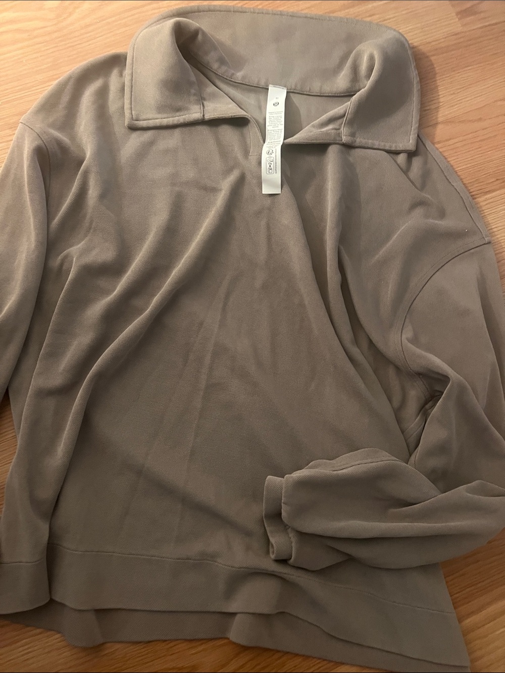 🚨VINTAGE LULULEMON Long-Sleeve oversized colored waffle Sweater - Taupe🚨